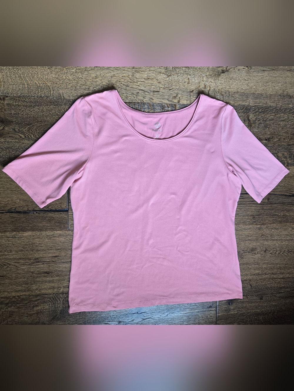 Ruby Rd Scoop Neck Short Sleeve Tee Sz Large in Soft Pink